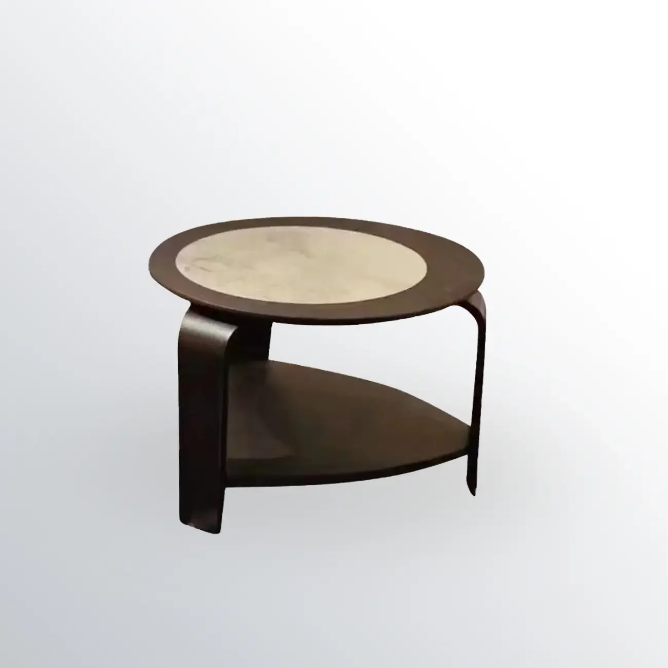 Unique Marble Round 2 Nesting Coffee Table Set with Wood Base