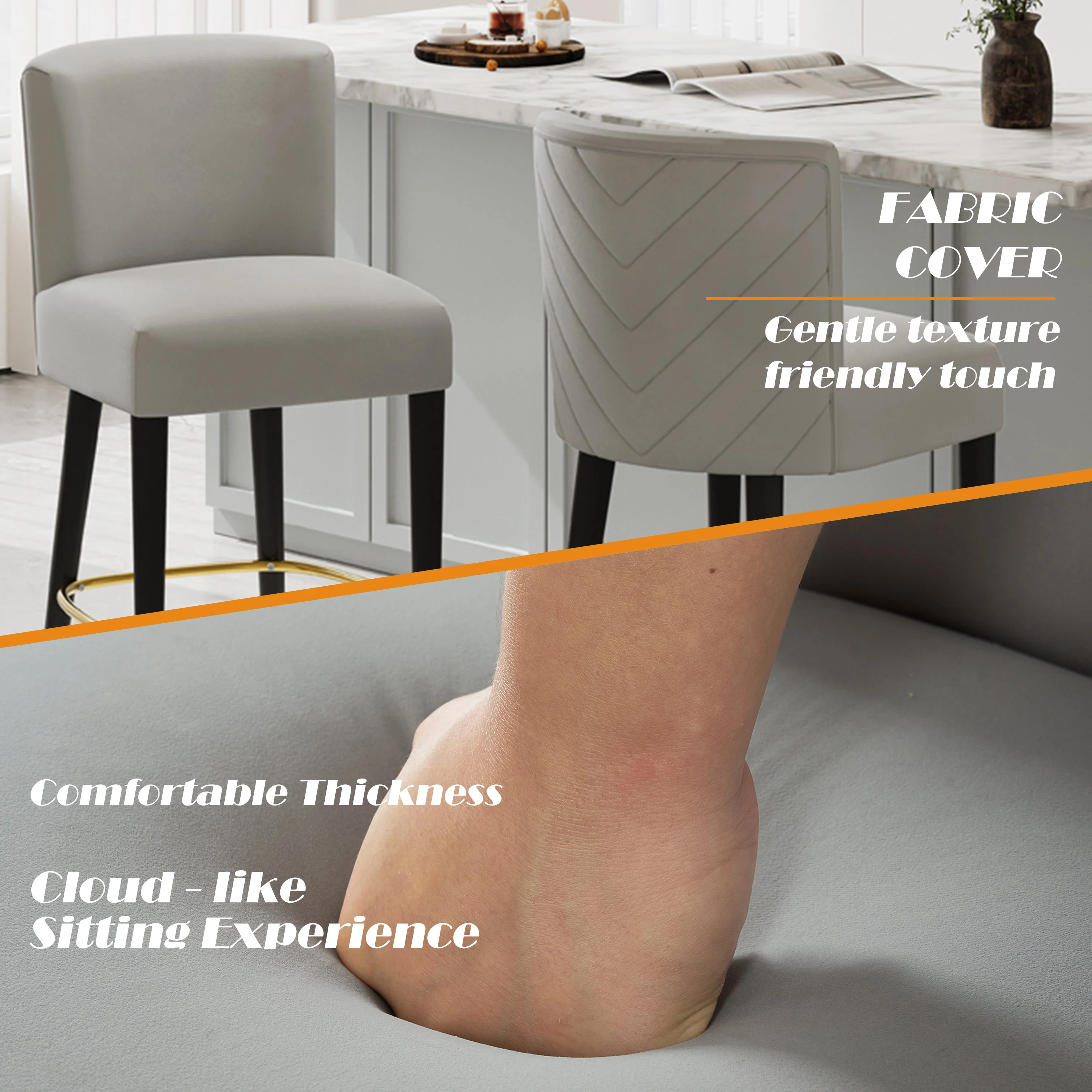 Modern Upholstered Tufted Bar Stools Set of 2