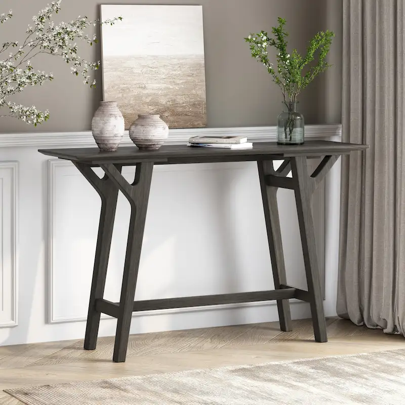 Grey / Walnut Mid-Century Console Table, 1-Piece