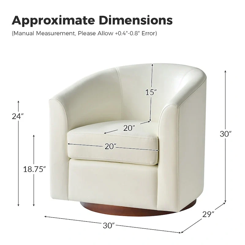 Haley Modern Swivel Barrel Faux Leather Chair with Solid Wood Base by