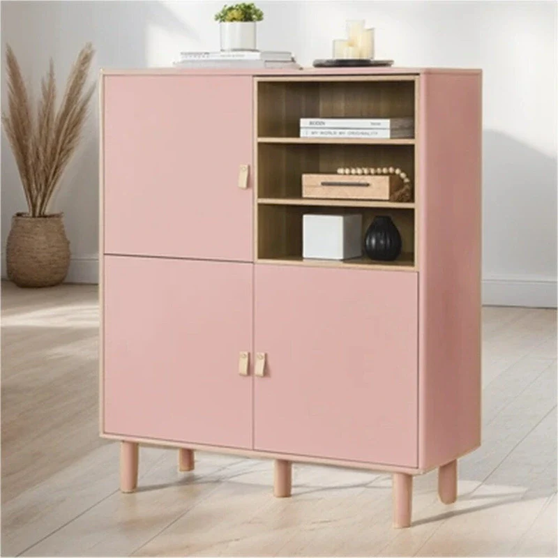 White/Blue/Pink Modern Sideboard Cabinet with Round Legs – 1-Unit