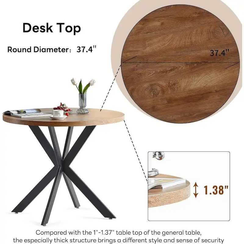Round Dining Table Set with Sherpa Arm Chairs, Space Saving