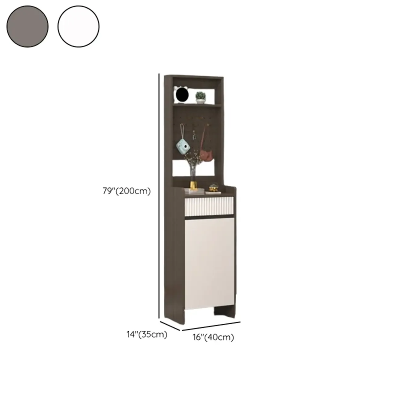 Modern Wood Shoe Cabinet with Drawer and Shelves