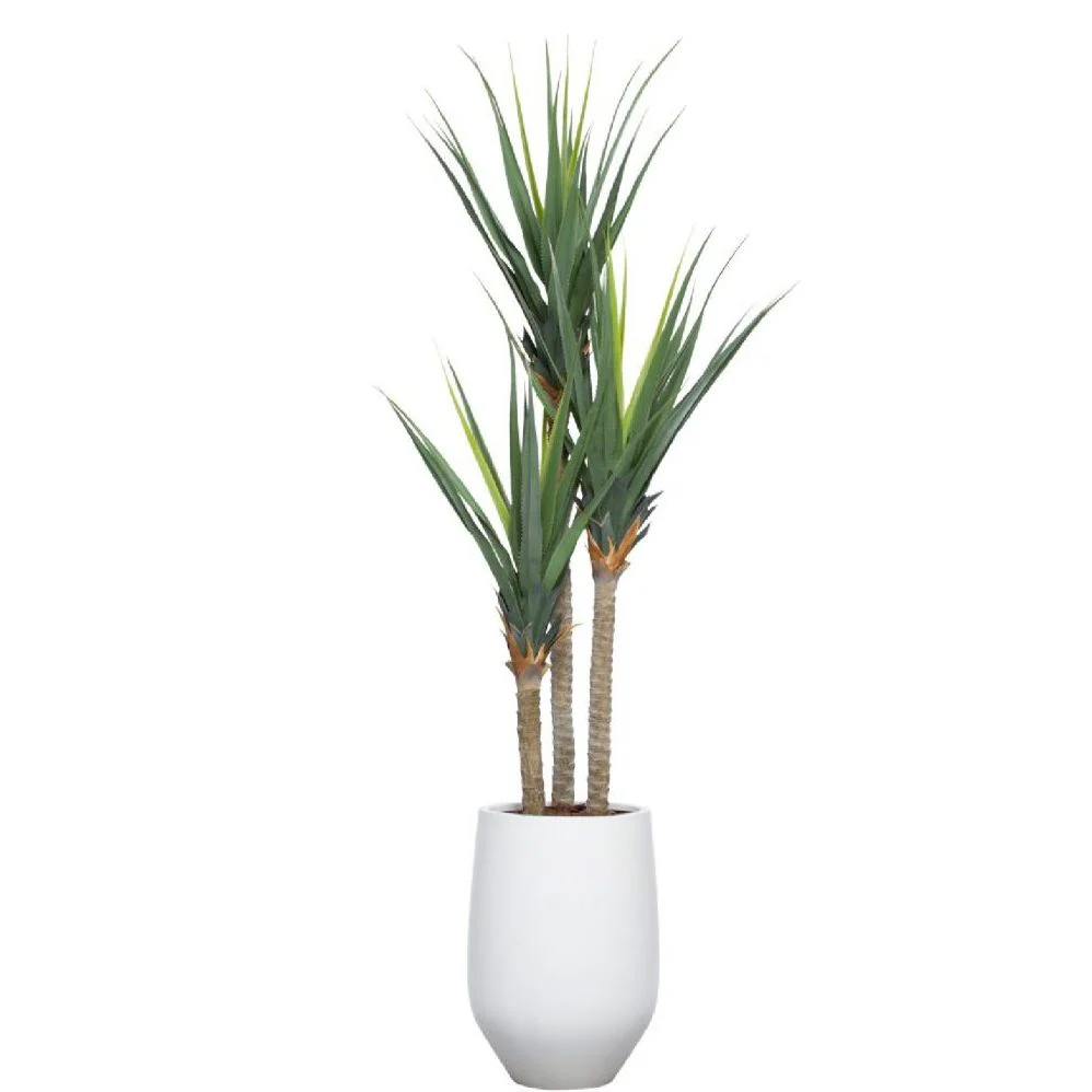 8' UV PANDANUS IN WHITE SANDSTONE ROUND POT