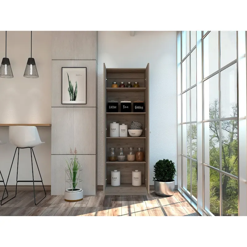 White / Black / Oak Freestanding Storage Cabinet with 10 Shelves