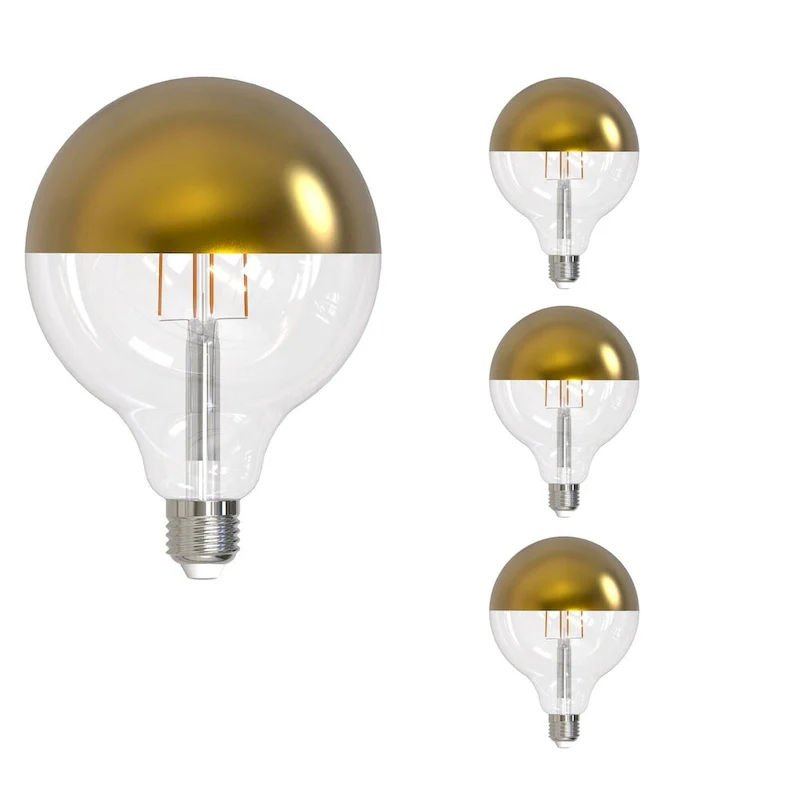 Bulbrite LED Filament Pack of (4) 6 Watt Dimmable G40 Light Bulbs with a Half Gold Finish and Medium (E26) Base