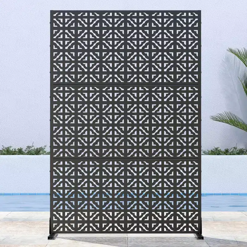 PexFix 72 in. x 47 in. Outdoor Privacy Rectangle Screen Galvanized Steel Panel Divider in Black