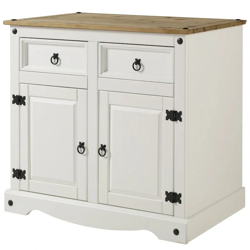 Cottage Series Wood Buffet Sideboard in Distressed White