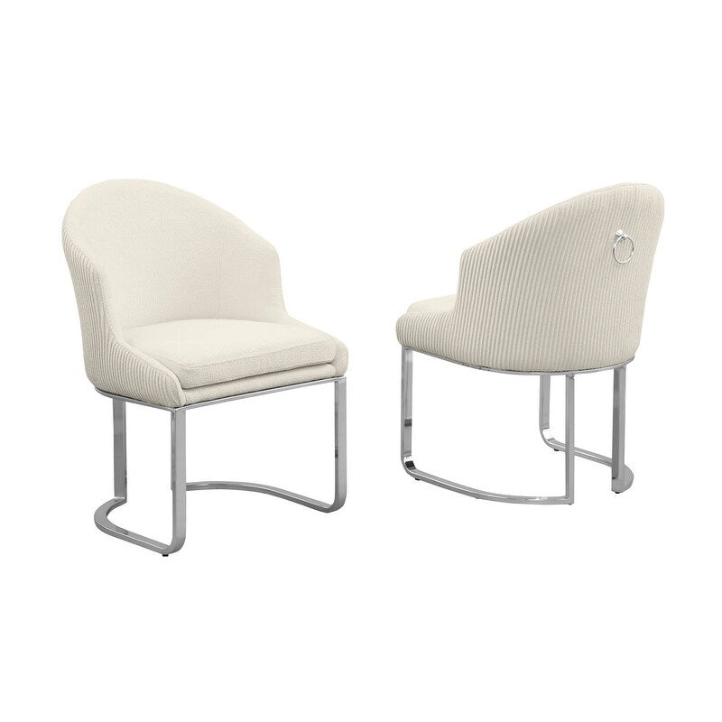 Best Quality Furniture Teddy Fabric Chrome Dining Chairs (Set of 2) - N/A