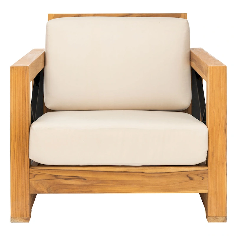 SAFAVIEH Couture Dorthy Beige Teak Outdoor Patio Chair - 32