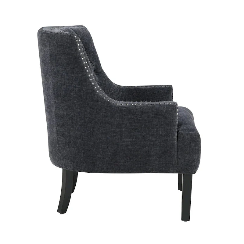 Modern Traditional Accent Chair Chenille Upholstery Button-Tufted Solid Wood 1pc Living Room Furniture