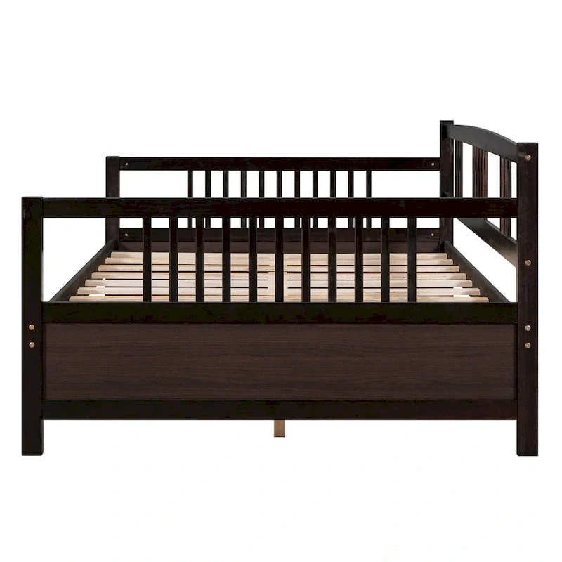 Full Solid Wood Daybed with Backrest & Armrest