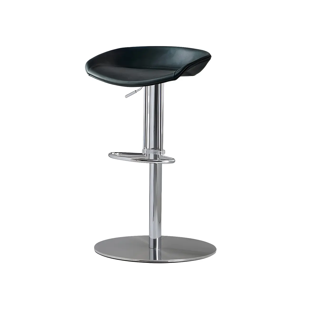 Adjustable Black Leather Saddle Swivel Bar Stools