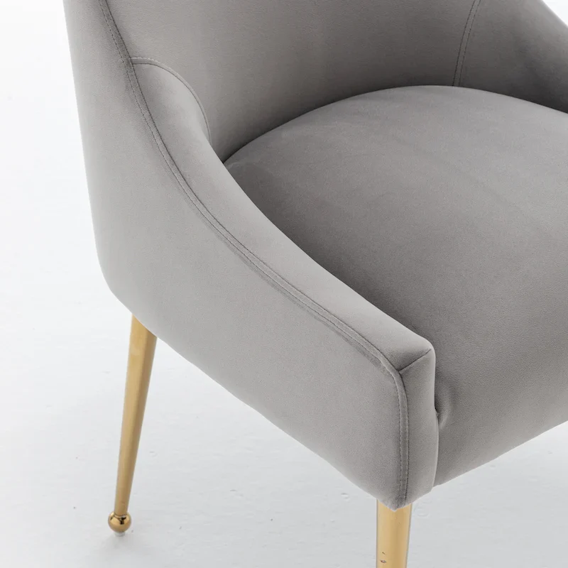 Velvet Upholstered Armless Dining Chair with Gold Metal Legs – Beige / Green / Black / Navy / Grey