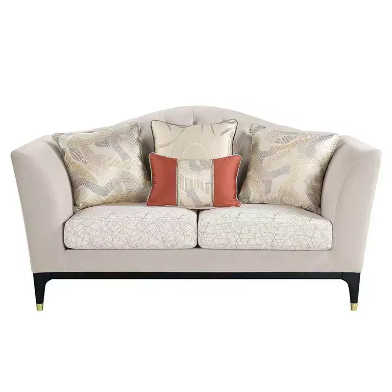 71" Tayden Sofas Beige Velvet: Acme Furniture, Crystal Tufting, Gold Accents