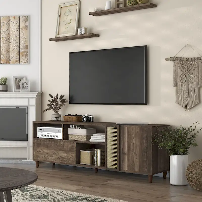 Mid-Century Modern 70-inch TV Stand with Drawer