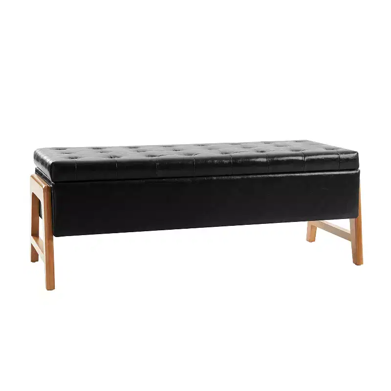 Nana Storage Bench with Solid Wood Legs and Tufted Seat|ART OF LIVING DESIGNS