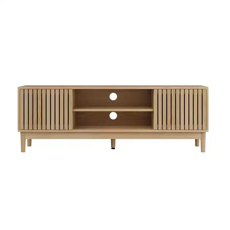 GDFStudio Rajesh Modern Wooden 55 TV Stand with Open Shelves and Cable Hole