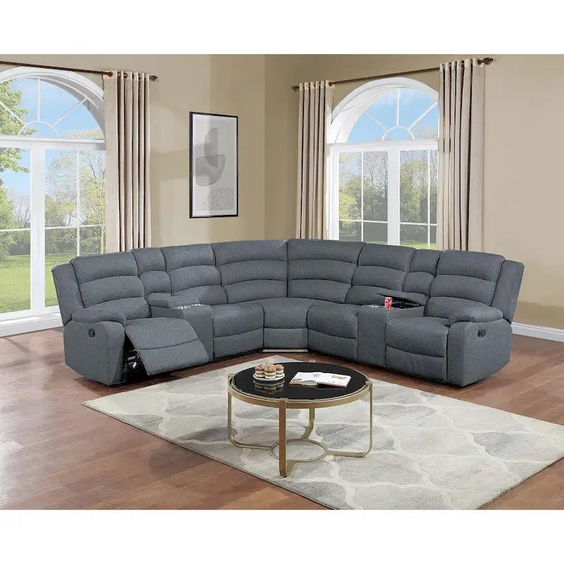 Poundex 3-Piece Reclining Sectional Set