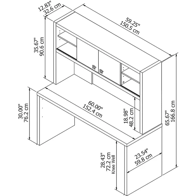 Echo 60W Credenza Desk with Hutch by Bush Business Furniture