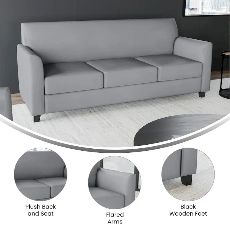 LeatherSoft Sofa with Clean Line Stitched Frame - 70W x 29D x 32.25H