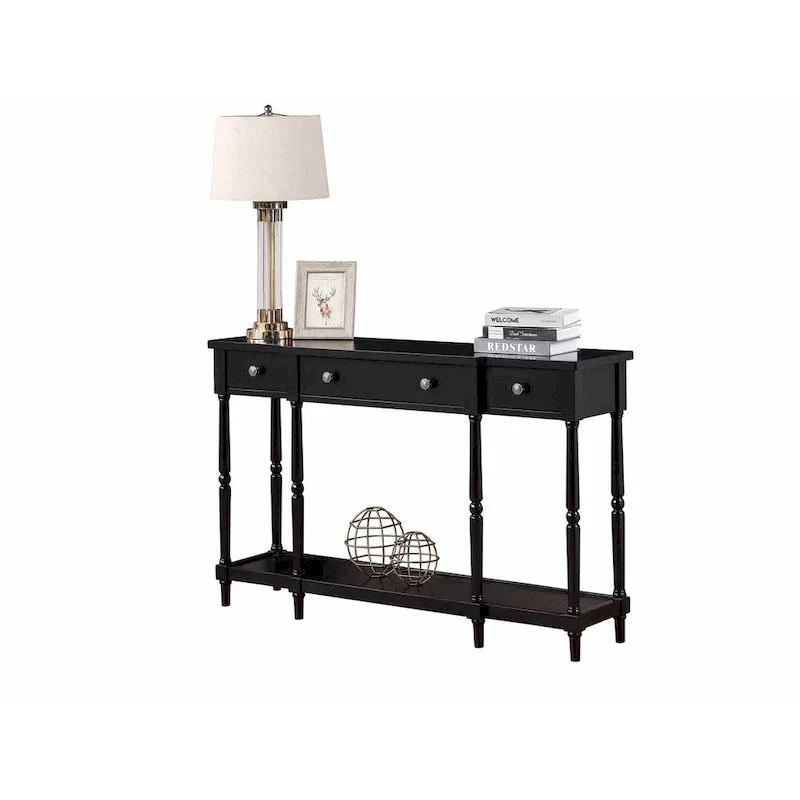 3-Drawer Console Table with Shelf - Rubberwood