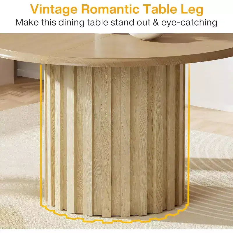 Lantine 43.31 Farmhouse Kitchen Round Dining Table