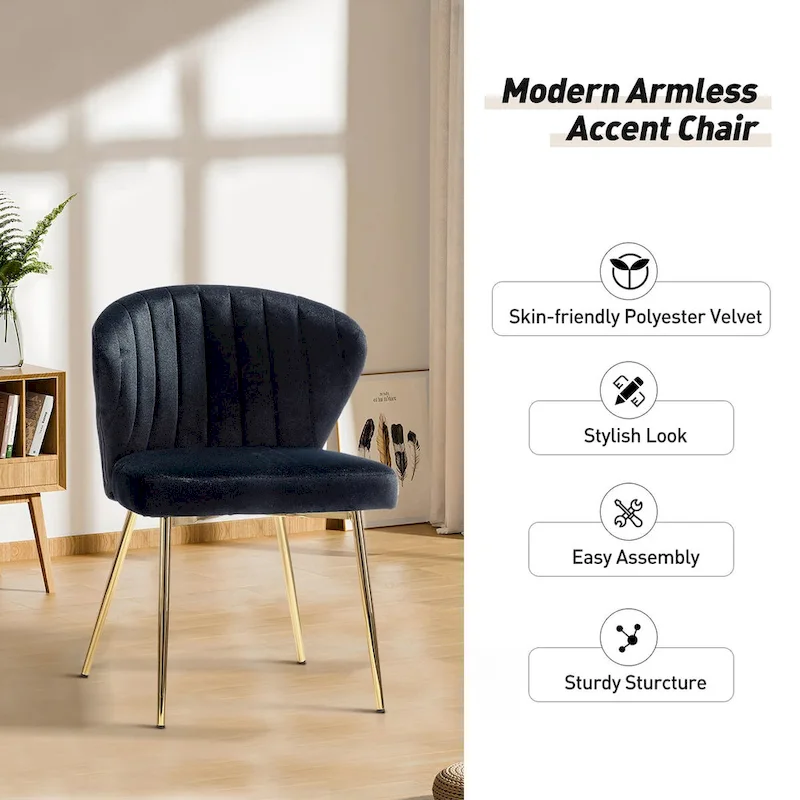 Barbara Side Chair with Metal Base Set of 4 by HULALA HOME