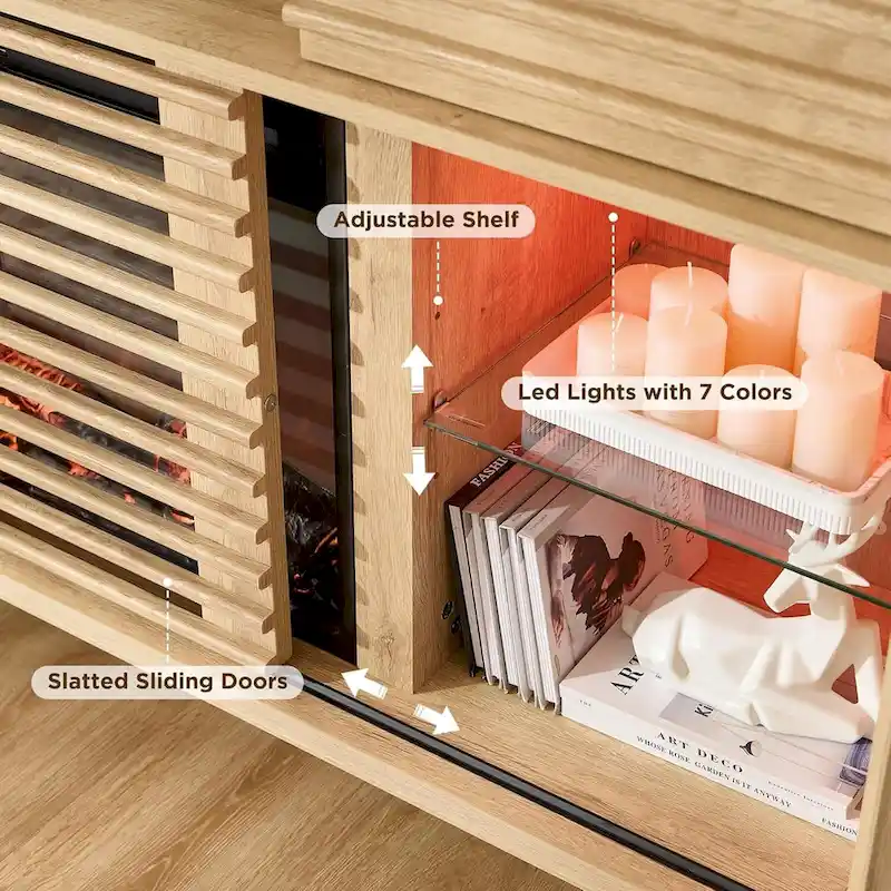 Mid Century Modern Fireplace TV Stand, Entertainment Center