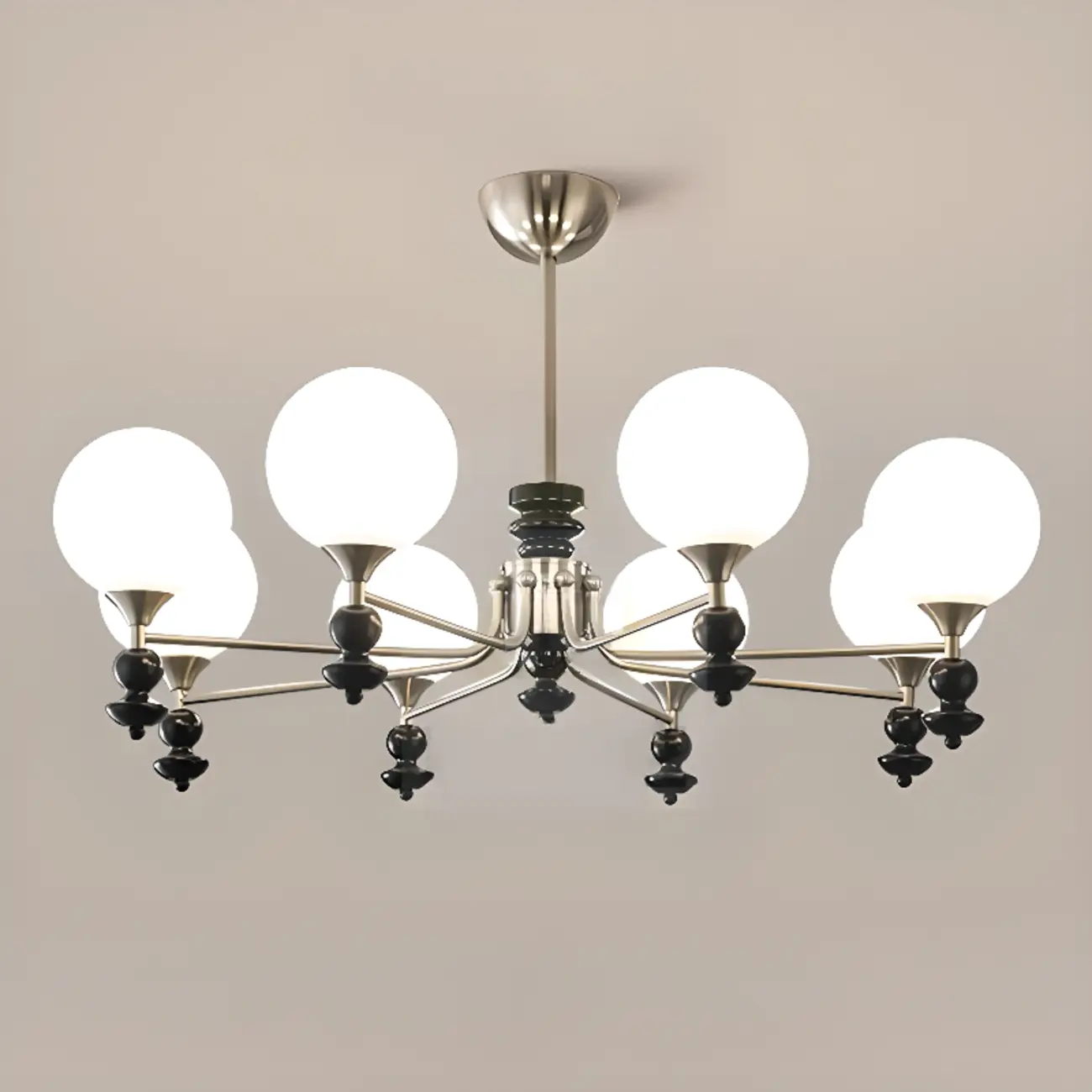 Modern Stylish Black Nickel Glass Globe Chandelier
