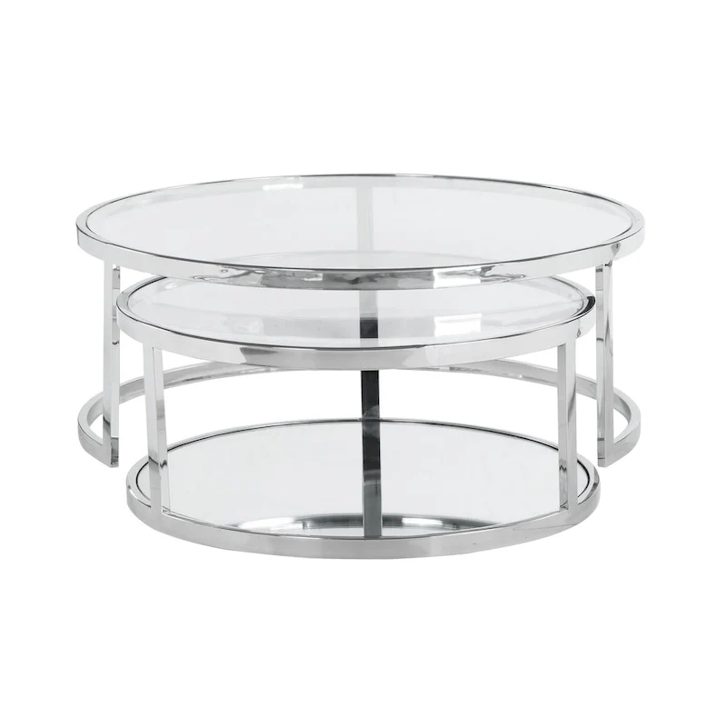 Somette 2-in-1 Round Nesting Cocktail Table Set - Cocktail Table - Cocktail Table
