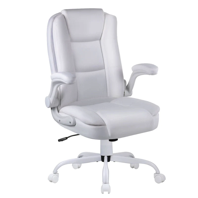 Big and Tall Ergonomic High Back Adjustable Height Leather Executive Chair with Padded Flip-up Arms