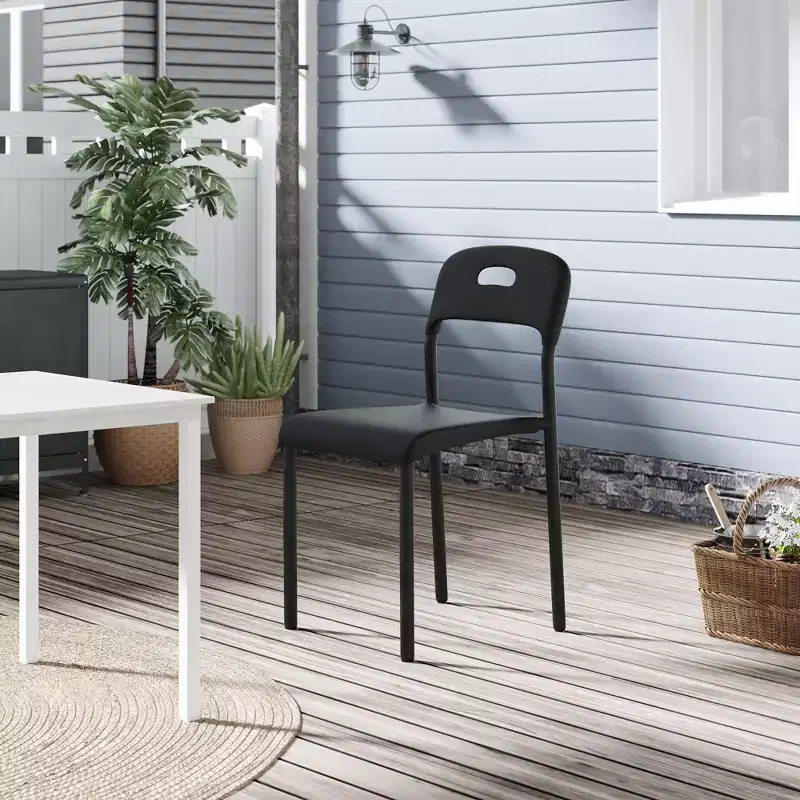 1pc Dining Chairs - Stackable Modern Chairs, Plastic Dining Chair with Metal Legs, Easy Assembly, Waterproof & Stain-Resistant, for Indoor & Outdoor