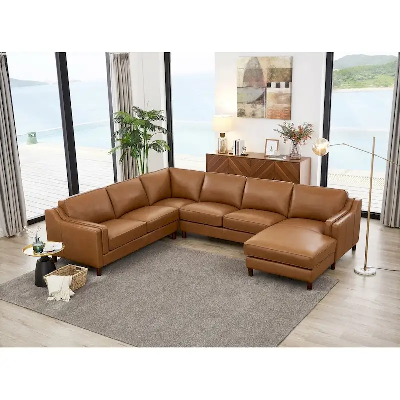 Hydeline Bella Top Grain Leather Right-Facing Sectional Sofa