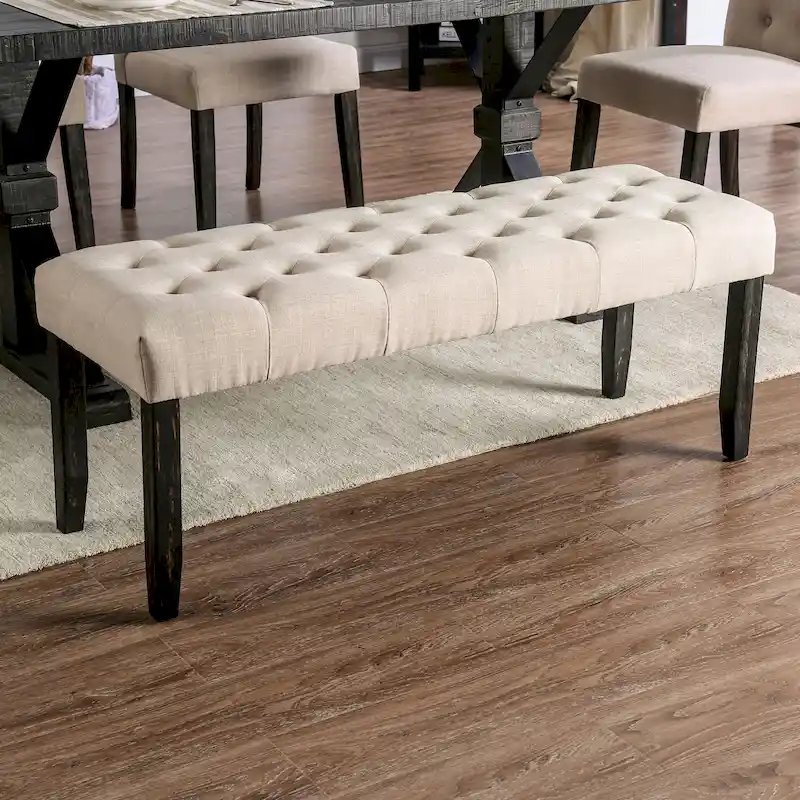 Rustic Tufted 48-inch Dining Bench