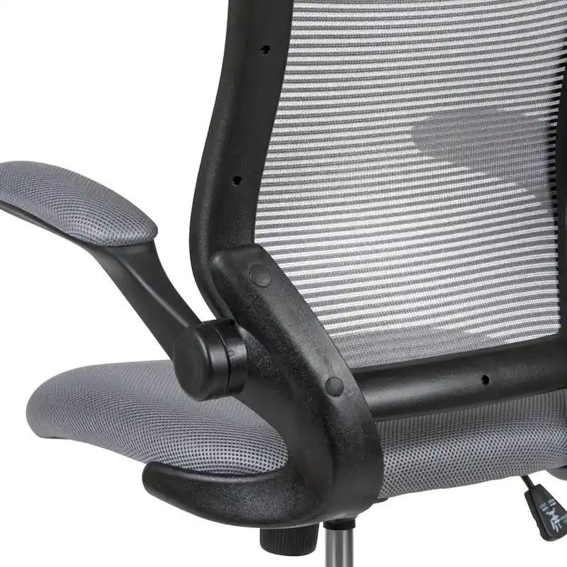 Mid-Back Mesh Ergonomic Drafting Chair with Foot Ring and Flip-Up Arms