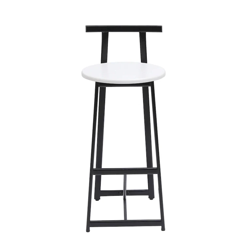 Armless Counter Height Bar Stool Set of 3, with Metal Frame and Wooden Seat