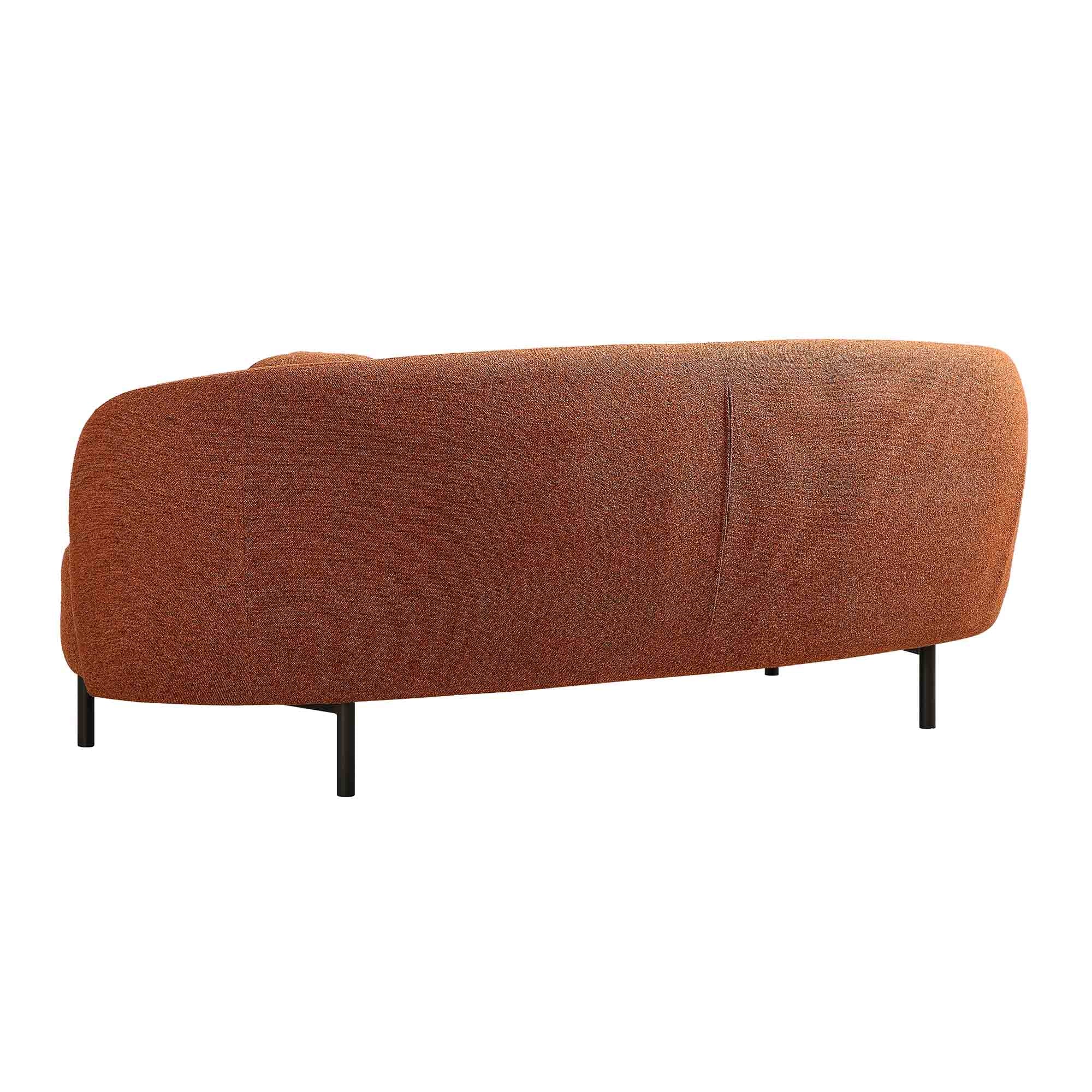 3-Seater Curved Sofa with Ball Cushions, Brick Boucle