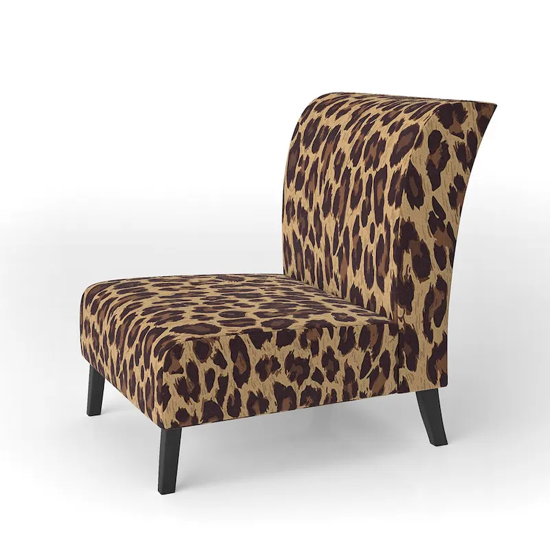 Brown Leopard Print Upholstered Accent Chair