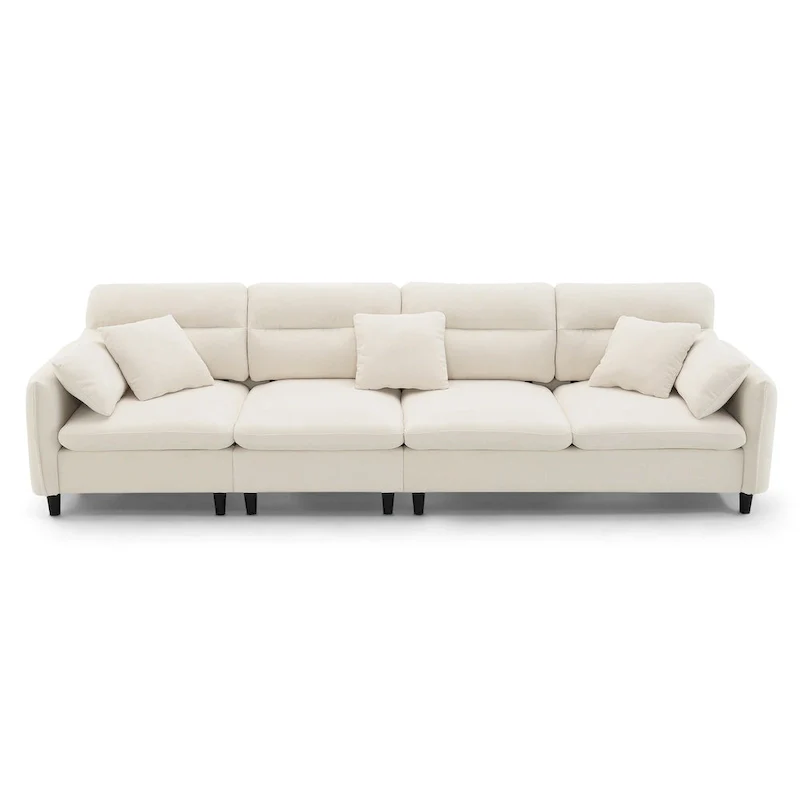 110 Modern L-Shaped Convertible 5-Seat Sectional Sofa with Removable Ottoman and 5 Cushions, Plush Chenille Fabric