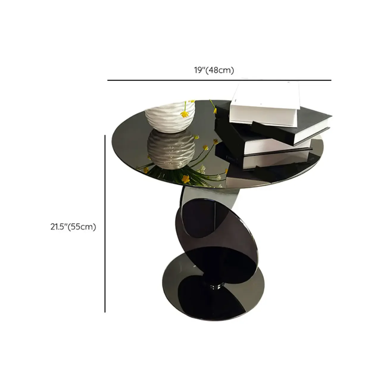 Scandinavian Glass Round Coffee Table Abstract Base