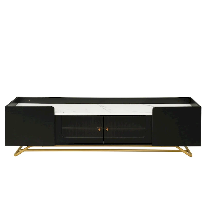 TV Console Table with Gold Frame Base