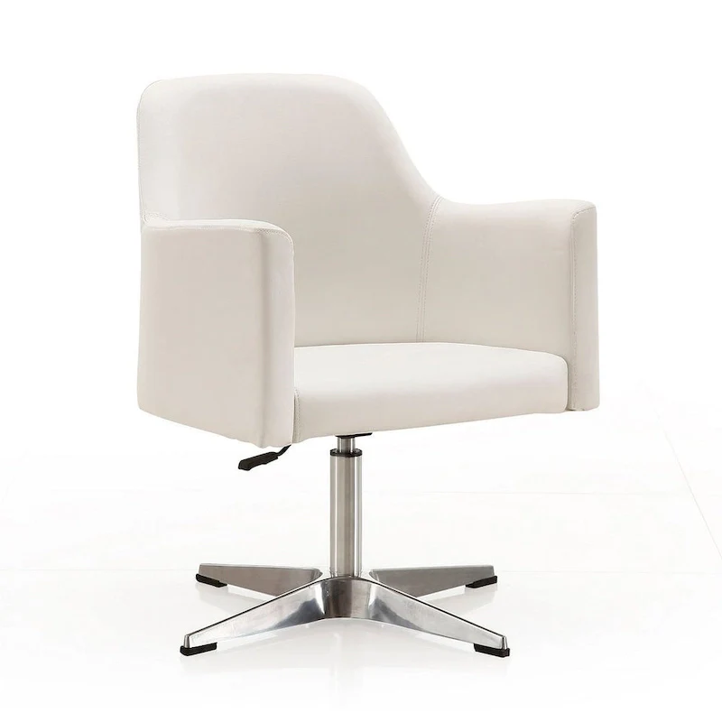 Pelo Polished Chrome Faux Leather Adjustable Height Swivel Accent Chair