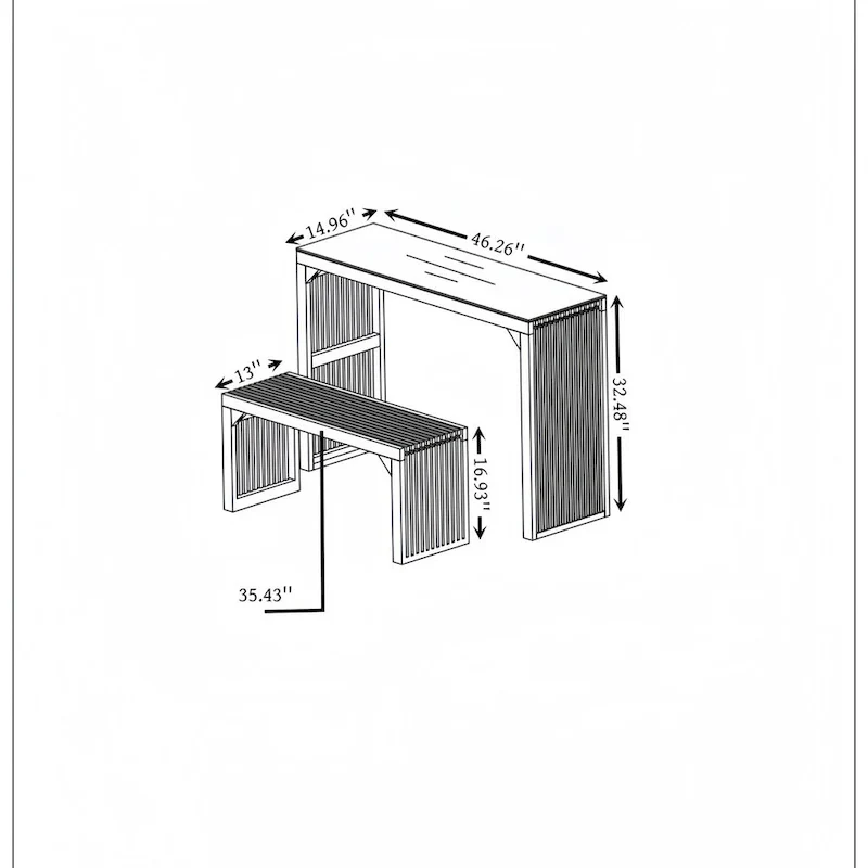 3PCS Dining Bench and Table