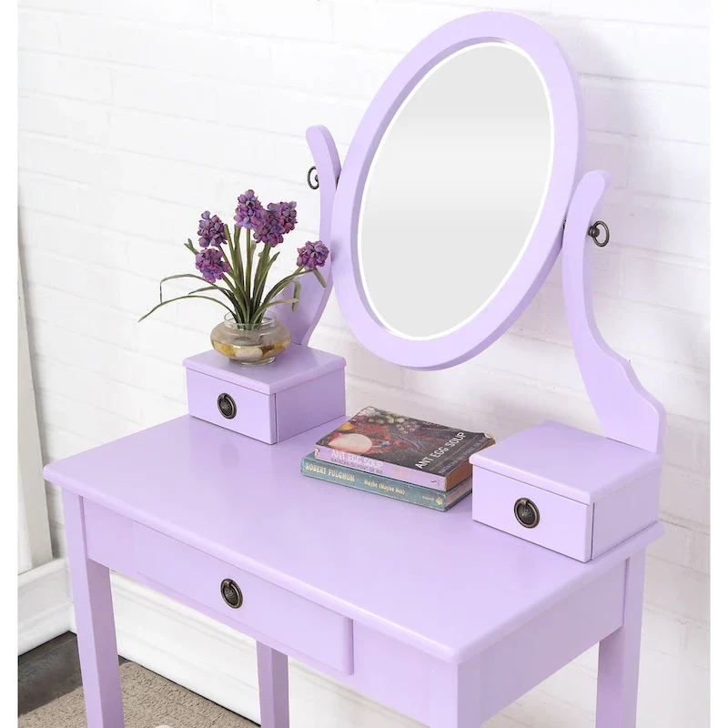 Moniys Wood Moniya Makeup Vanity Table and Stool Set