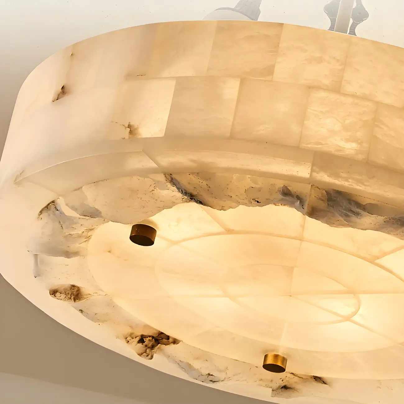 Luxurious Gold Alabaster Cylindrical Chandelier