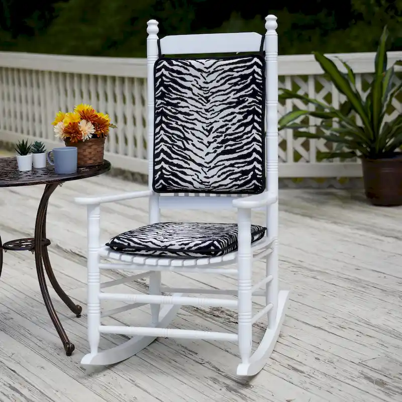 Reversible Chenille Rocking Chair Cushion Set