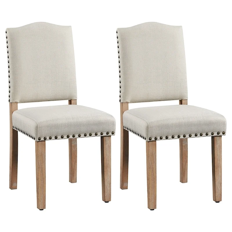 Yaheetech 2PCS Dining Chairs Upholstered Kitchen Chairs with Nailhead Trim - 18 L  22.5 W  36.5 H