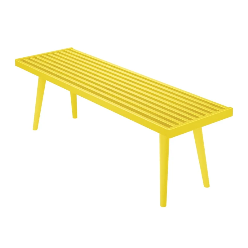 Mid Century Double Wood Entryway Bench - 56.3 L x 16.5 W x 17.5 H