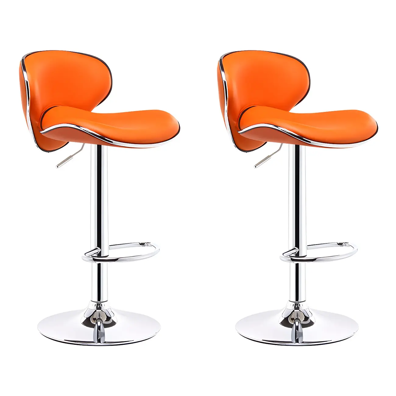 360° Swivel Faux Leather Bar Stools Adjustable Height Bucket Seat